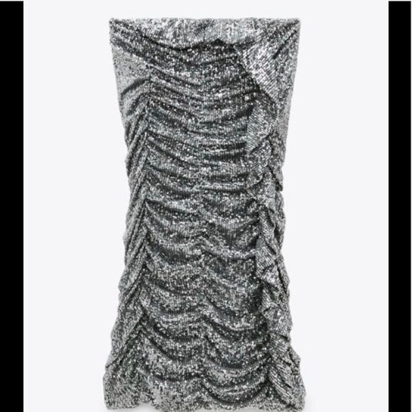 Silver Sequins Ruched Dress - Picture 3 of 7